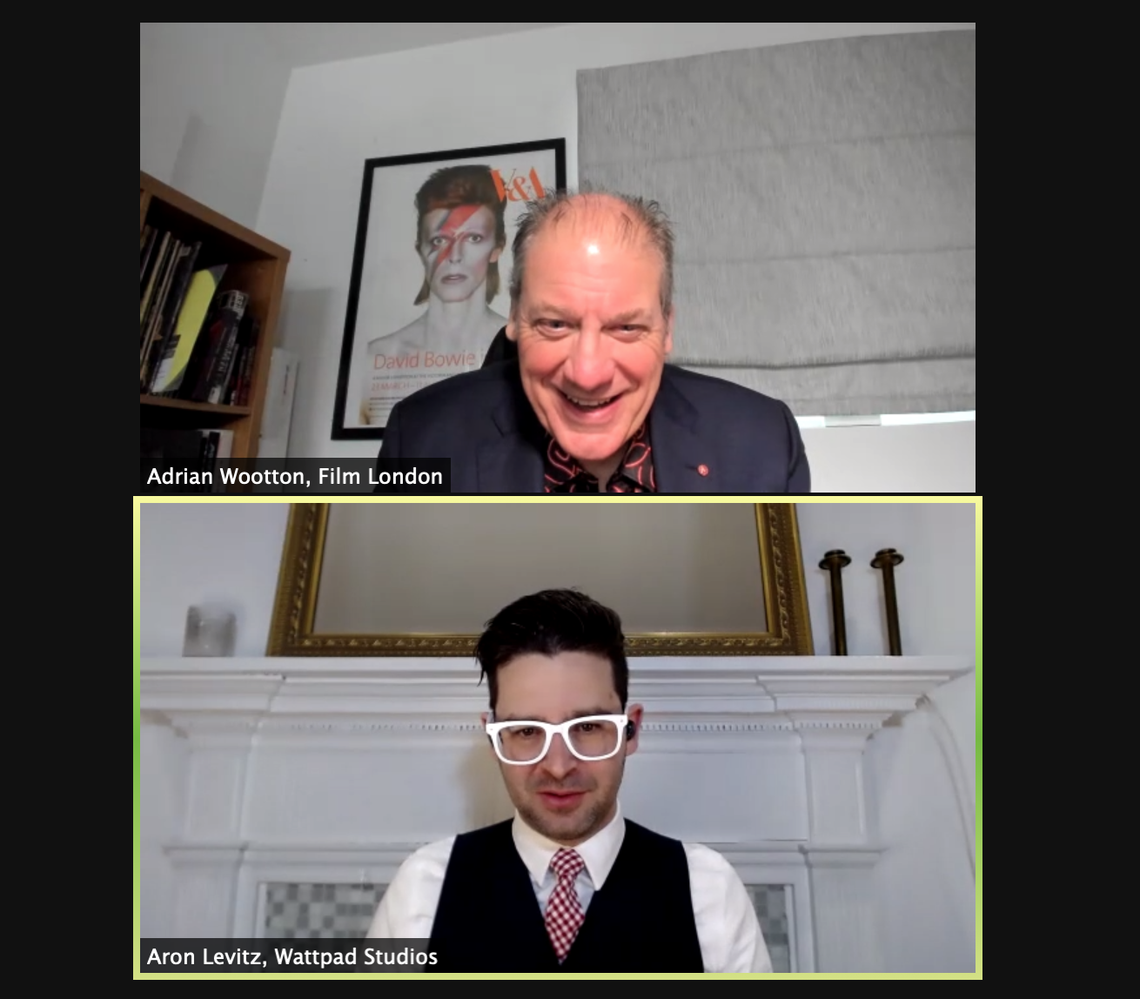 Screenshot of Film London CEO Adrian Wootton and Head of Wattpad Studios Aron Levitz