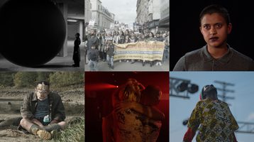 Six stills from different films in The Jarman Award