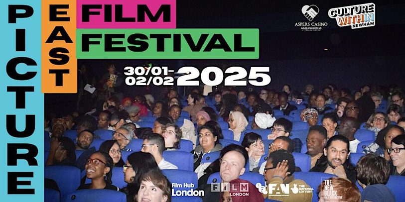 Cinema audience with text overlay Picture East Film Festival 2025