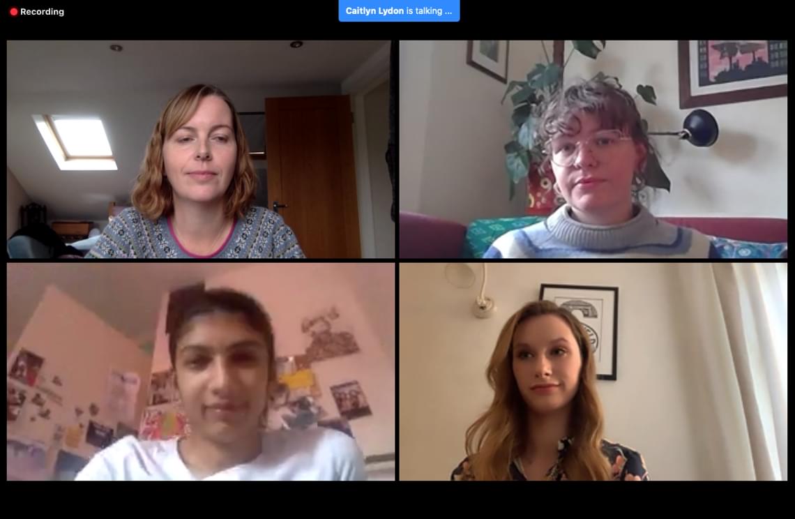 Zoom call - 4 faces listening intently