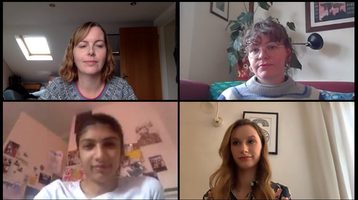 Zoom call - 4 faces listening intently