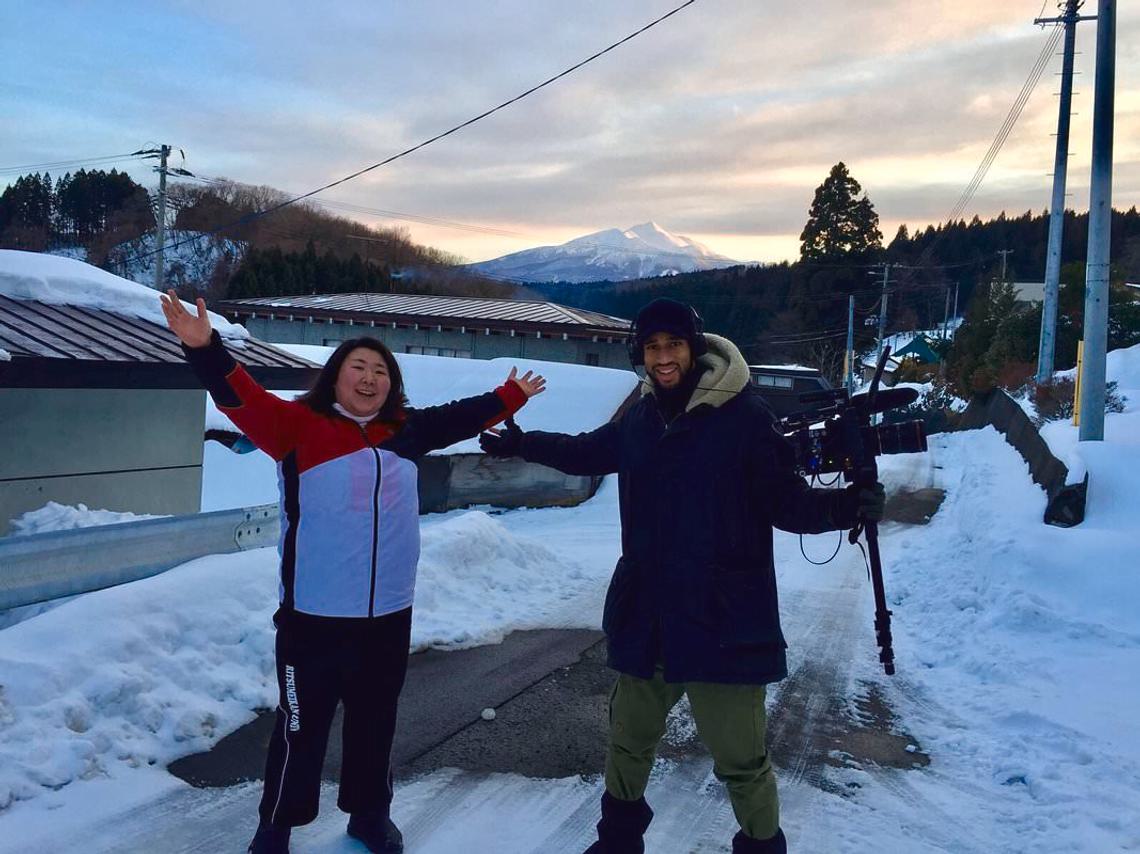 Matt and Hiyori on location